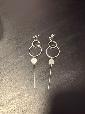 Thomas Sabo Silver Double Hoop Drop Earrings with Bar